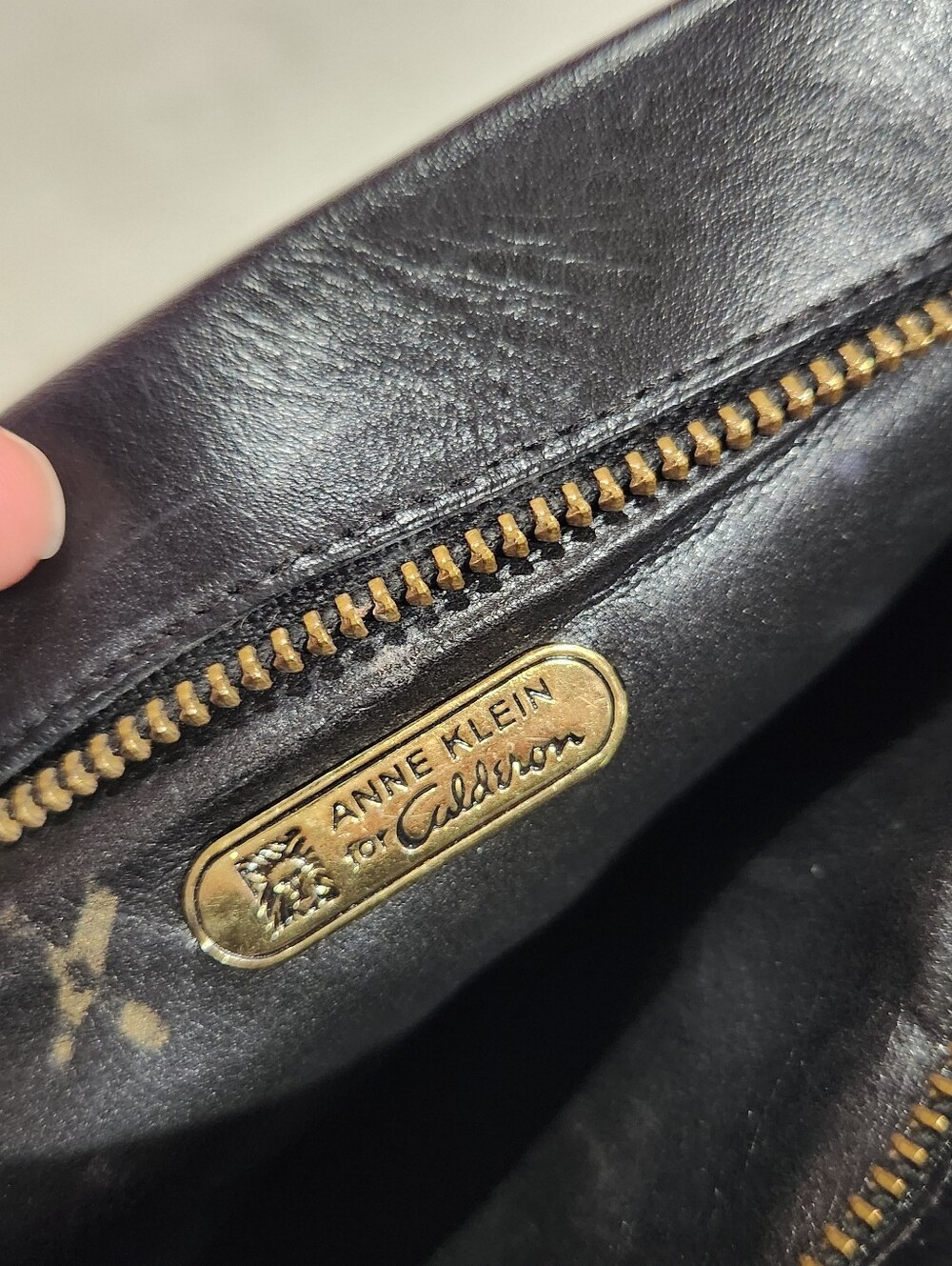 Anne Klein for Calderon Genuine Leather Clutch Bag, Vintage - Picture 9 of 10